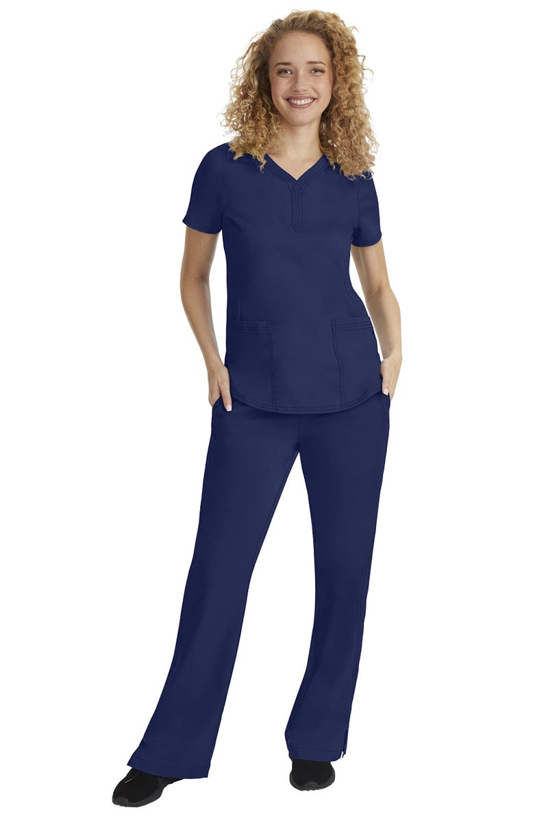 Healing Hands Taylor Women's Pants Mid Rise with 2 Pockets & Back Elastic Waistband 9095P, XXS Petite, Navy - Image 3